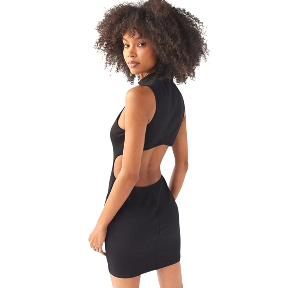 NWT Urban Outfitters Renata Micro Mini Dress Black Cutout Back Bodycon Sexy LG